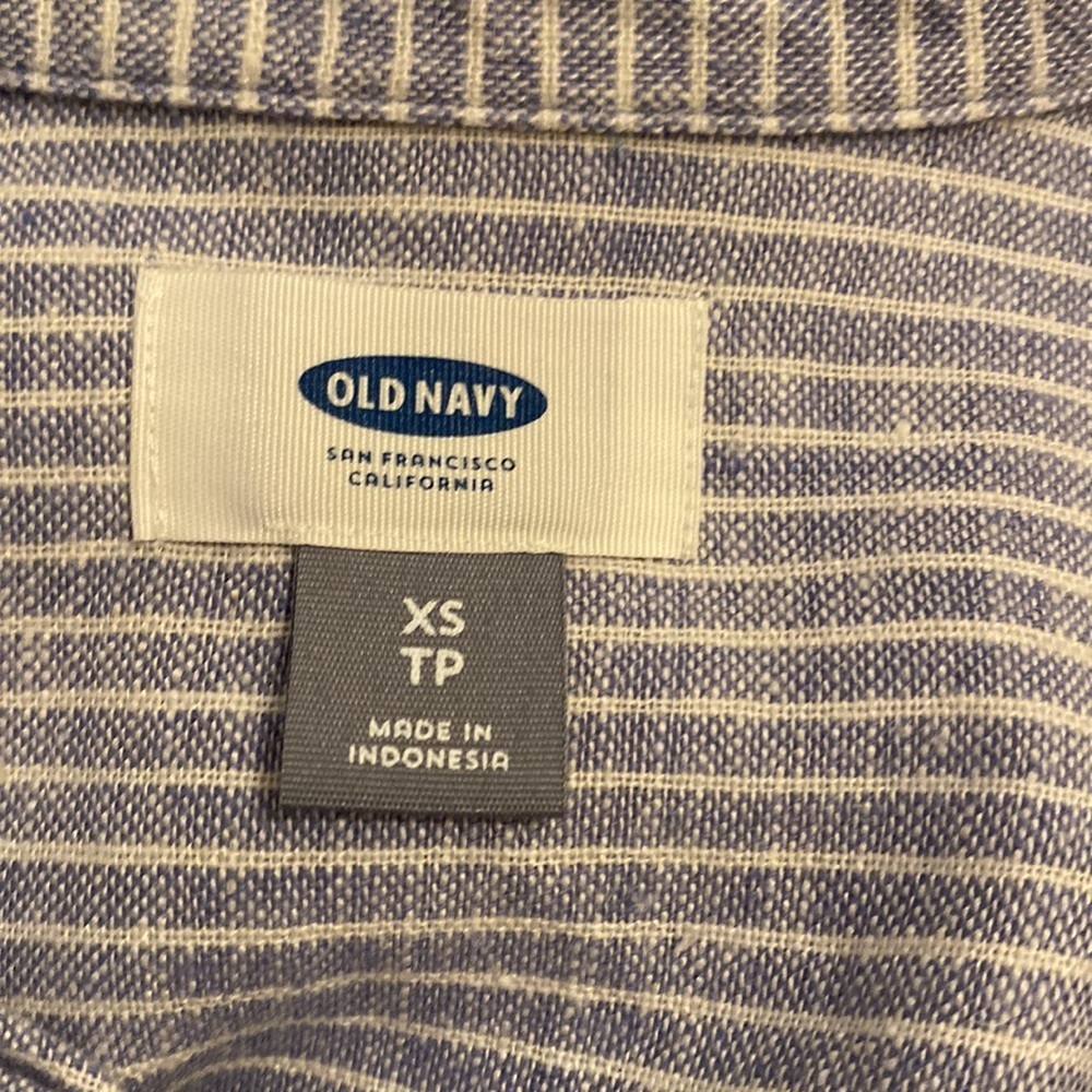 Old Navy linen blend Blue Striped Button-Up Shirt Dress with pockets. Size Xs - Picture 3 of 7